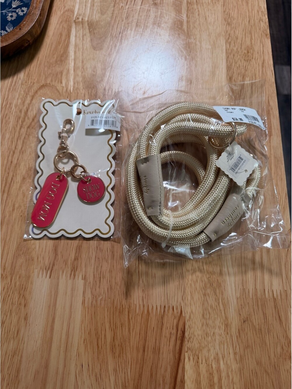 Simply SouthernPink Keychain with Gold Hardware and Dog Collar and Leash